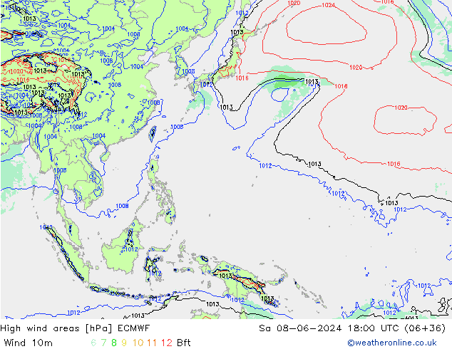 High wind areas ECMWF сб 08.06.2024 18 UTC
