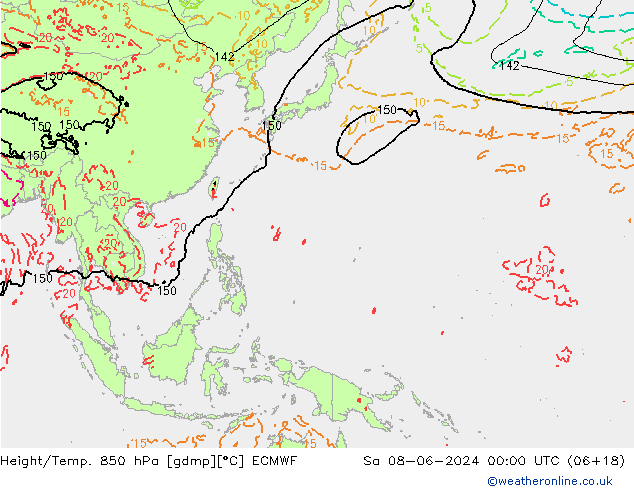 Z500/Rain (+SLP)/Z850 ECMWF so. 08.06.2024 00 UTC