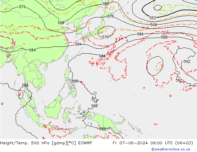 Height/Temp. 500 hPa ECMWF Fr 07.06.2024 09 UTC