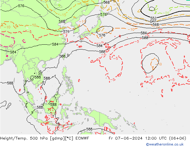 Z500/Rain (+SLP)/Z850 ECMWF  07.06.2024 12 UTC