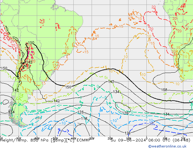 Z500/Rain (+SLP)/Z850 ECMWF Su 09.06.2024 06 UTC