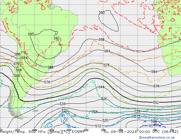 Z500/Regen(+SLP)/Z850 ECMWF zo 09.06.2024 00 UTC