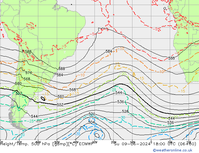 Z500/Rain (+SLP)/Z850 ECMWF dom 09.06.2024 18 UTC