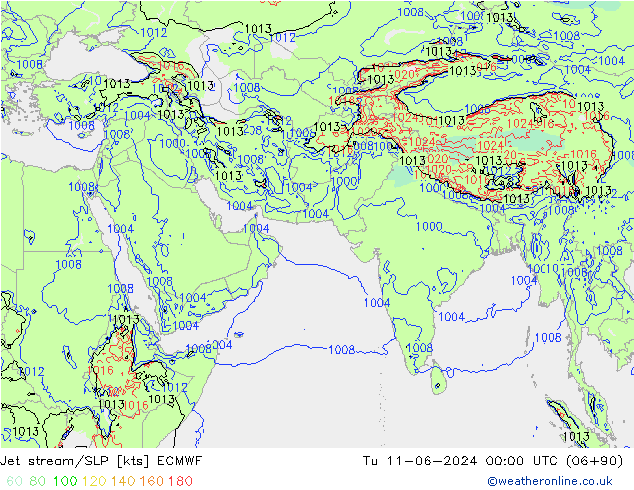 Jet Akımları/SLP ECMWF Sa 11.06.2024 00 UTC