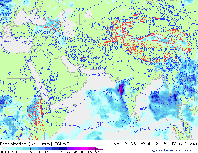 Z500/Rain (+SLP)/Z850 ECMWF lun 10.06.2024 18 UTC