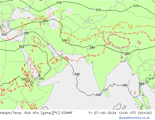 Z500/Rain (+SLP)/Z850 ECMWF Fr 07.06.2024 12 UTC