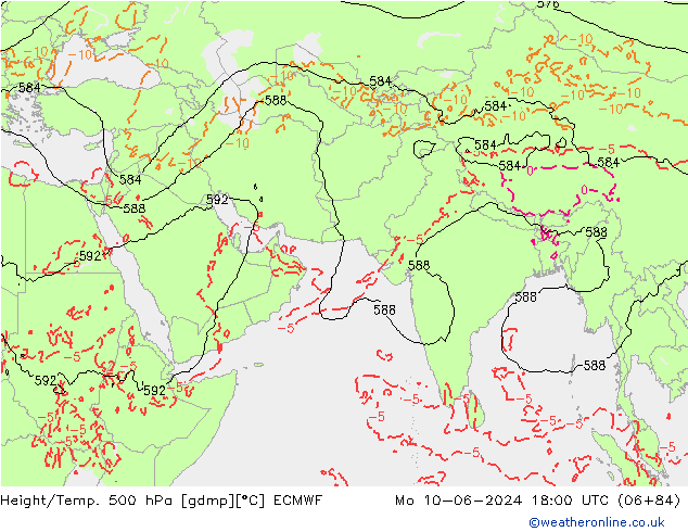 Z500/Rain (+SLP)/Z850 ECMWF lun 10.06.2024 18 UTC