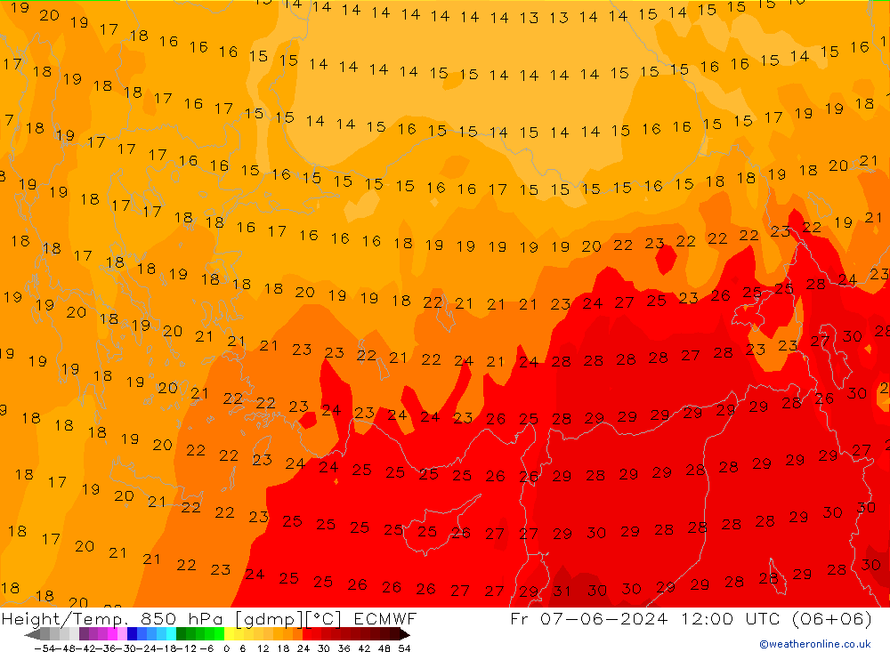 Z500/Rain (+SLP)/Z850 ECMWF  07.06.2024 12 UTC