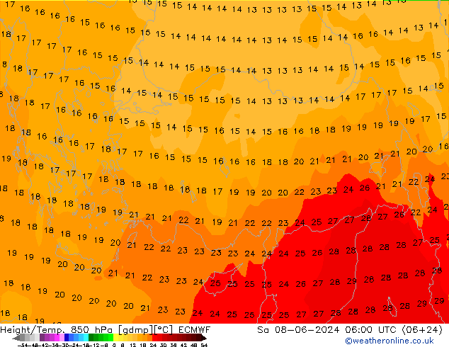 Z500/Regen(+SLP)/Z850 ECMWF za 08.06.2024 06 UTC