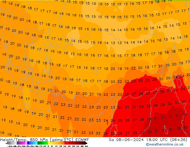 Z500/Regen(+SLP)/Z850 ECMWF za 08.06.2024 18 UTC