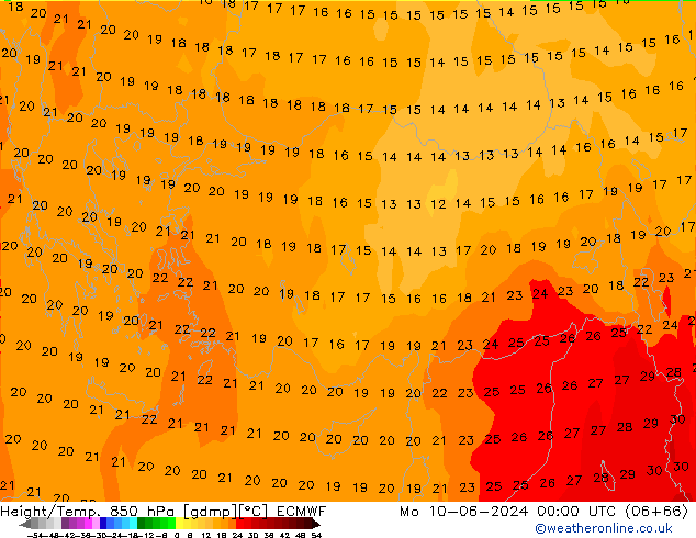 Z500/Rain (+SLP)/Z850 ECMWF Mo 10.06.2024 00 UTC