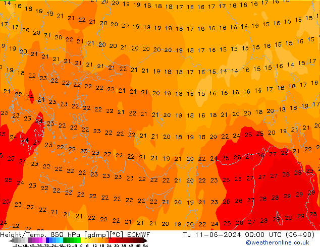 Z500/Rain (+SLP)/Z850 ECMWF mar 11.06.2024 00 UTC