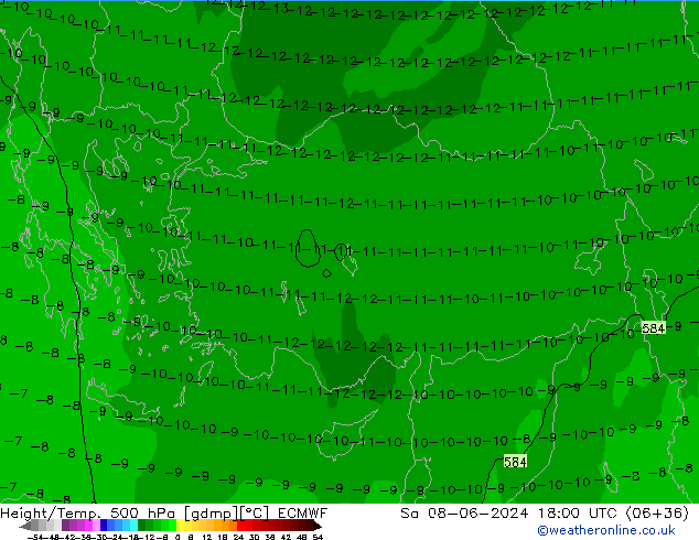 Z500/Regen(+SLP)/Z850 ECMWF za 08.06.2024 18 UTC