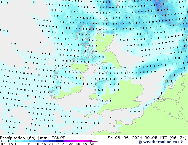 Z500/Rain (+SLP)/Z850 ECMWF Sa 08.06.2024 06 UTC