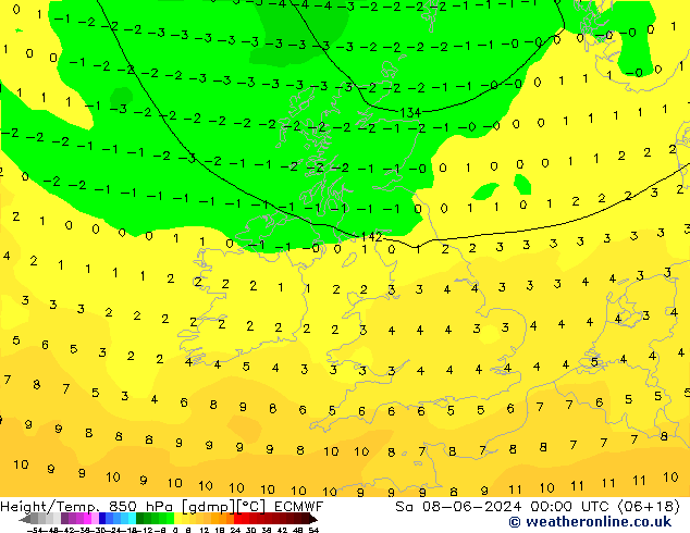 Z500/Rain (+SLP)/Z850 ECMWF Sa 08.06.2024 00 UTC