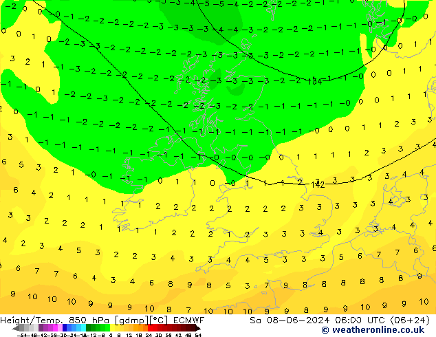 Z500/Rain (+SLP)/Z850 ECMWF Sa 08.06.2024 06 UTC