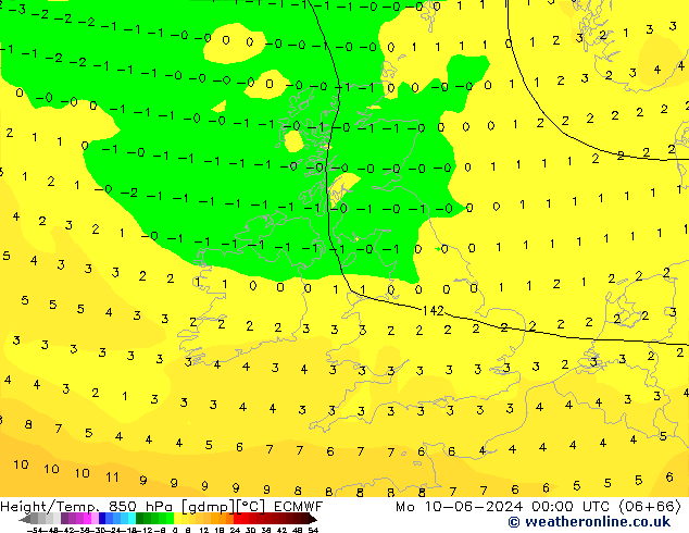 Z500/Rain (+SLP)/Z850 ECMWF lun 10.06.2024 00 UTC