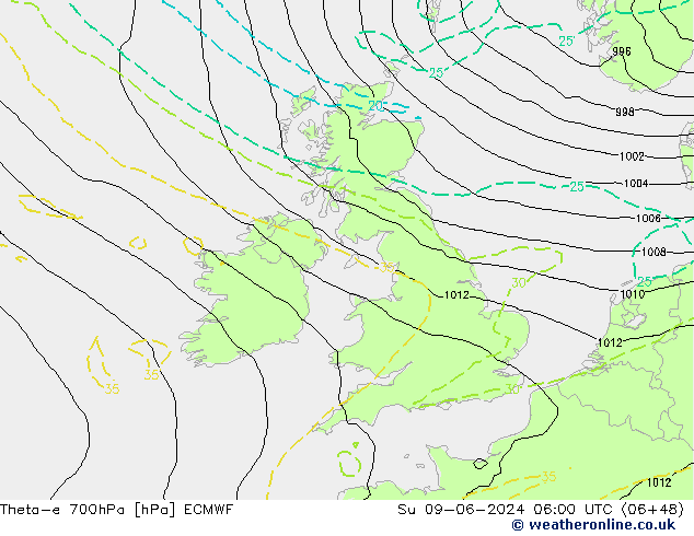 Theta-e 700hPa ECMWF Ne 09.06.2024 06 UTC