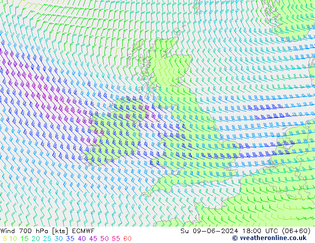 Wind 700 hPa ECMWF Ne 09.06.2024 18 UTC