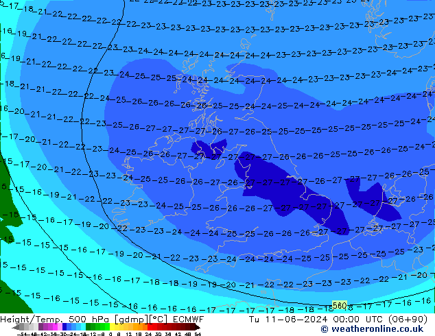 Z500/Rain (+SLP)/Z850 ECMWF mar 11.06.2024 00 UTC