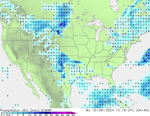 Z500/Rain (+SLP)/Z850 ECMWF pon. 10.06.2024 18 UTC