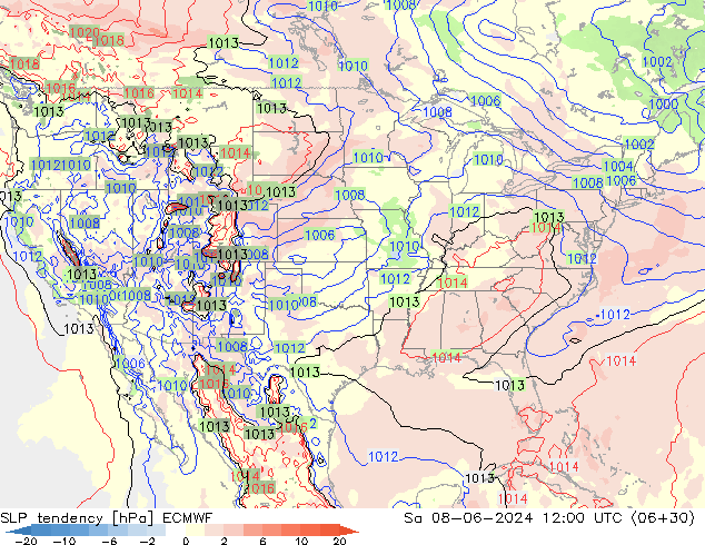 Tendencia de presión ECMWF sáb 08.06.2024 12 UTC