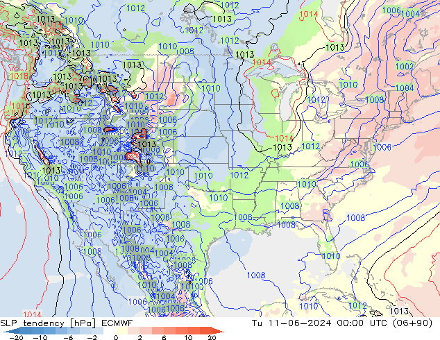 SLP tendency ECMWF Ter 11.06.2024 00 UTC