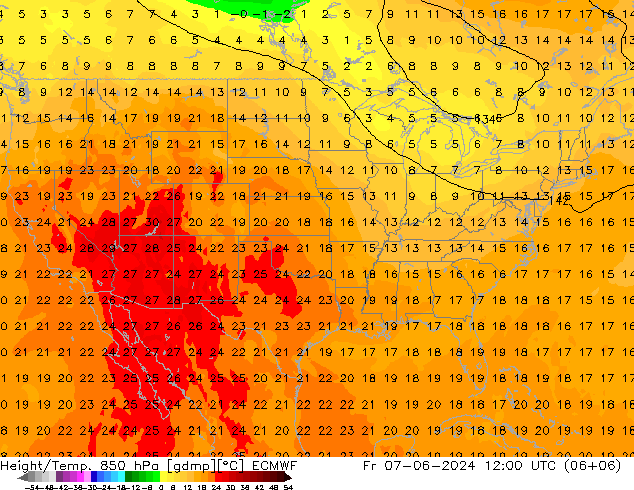 Z500/Yağmur (+YB)/Z850 ECMWF Cu 07.06.2024 12 UTC