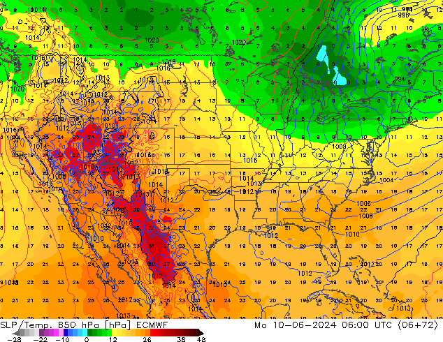 SLP/Temp. 850 hPa ECMWF lun 10.06.2024 06 UTC