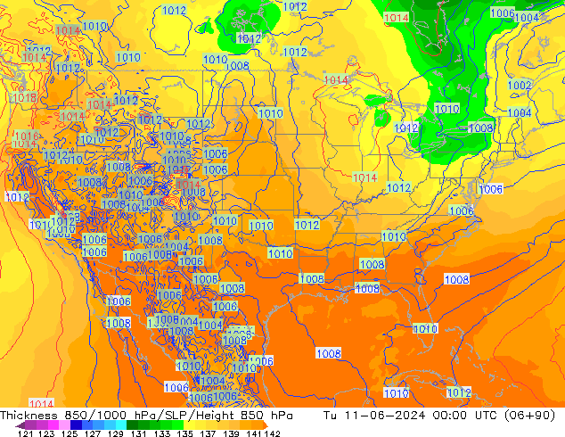 Thck 850-1000 hPa ECMWF Ter 11.06.2024 00 UTC