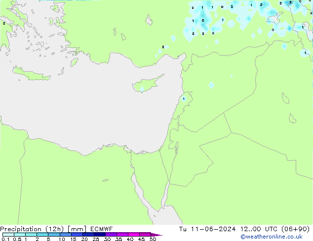 Précipitation (12h) ECMWF mar 11.06.2024 00 UTC