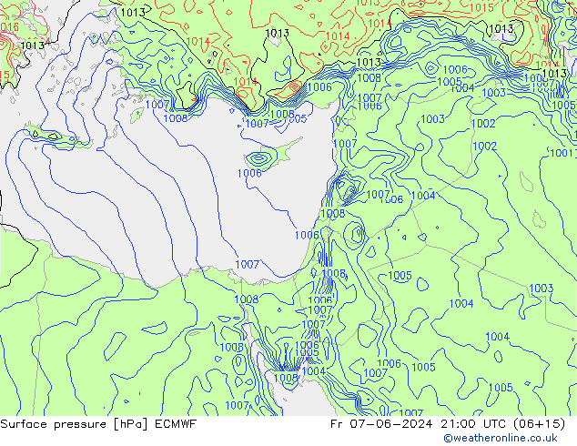 ciśnienie ECMWF pt. 07.06.2024 21 UTC