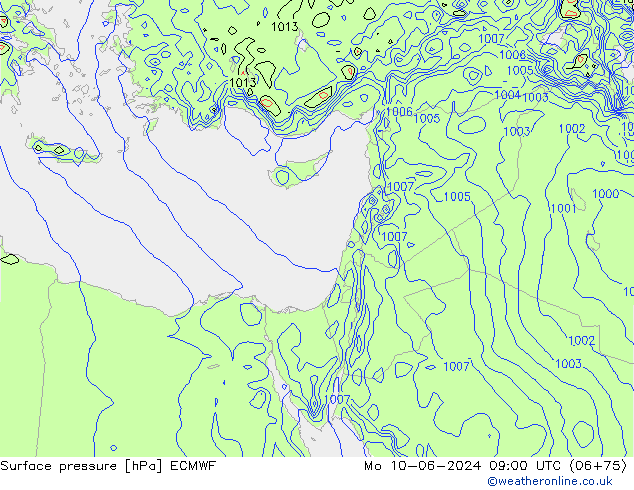 Bodendruck ECMWF Mo 10.06.2024 09 UTC