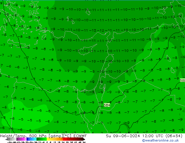 Z500/Rain (+SLP)/Z850 ECMWF So 09.06.2024 12 UTC