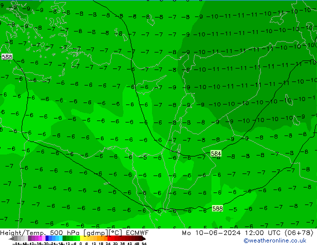 Géop./Temp. 500 hPa ECMWF lun 10.06.2024 12 UTC