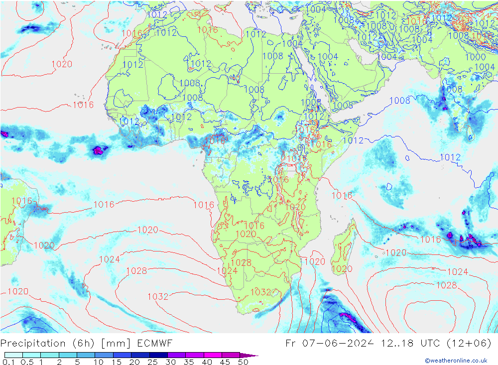 Z500/Rain (+SLP)/Z850 ECMWF Fr 07.06.2024 18 UTC