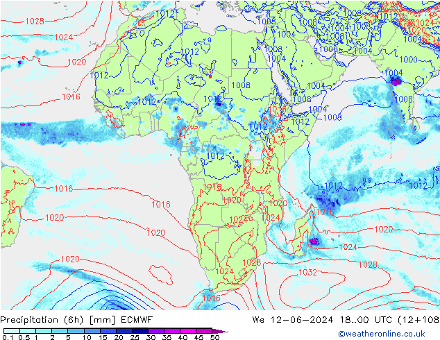 Z500/Rain (+SLP)/Z850 ECMWF Qua 12.06.2024 00 UTC