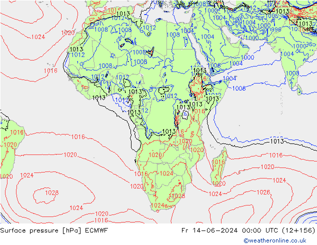 pressão do solo ECMWF Sex 14.06.2024 00 UTC