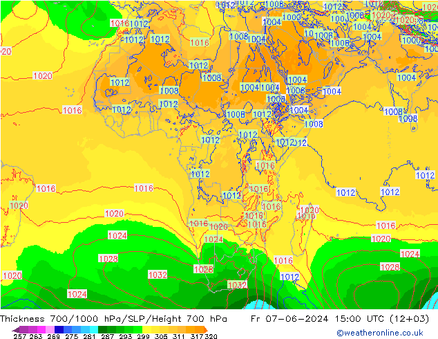 Thck 700-1000 hPa ECMWF Pá 07.06.2024 15 UTC