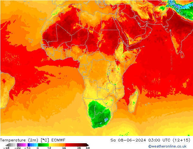 Temperature (2m) ECMWF So 08.06.2024 03 UTC
