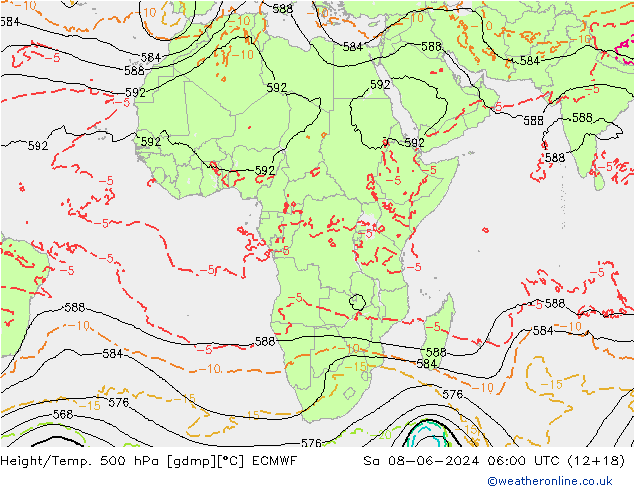 Z500/Rain (+SLP)/Z850 ECMWF Sa 08.06.2024 06 UTC