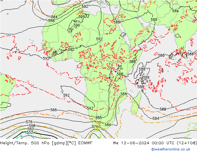 Z500/Rain (+SLP)/Z850 ECMWF Qua 12.06.2024 00 UTC