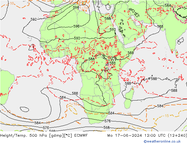 Hoogte/Temp. 500 hPa ECMWF ma 17.06.2024 12 UTC