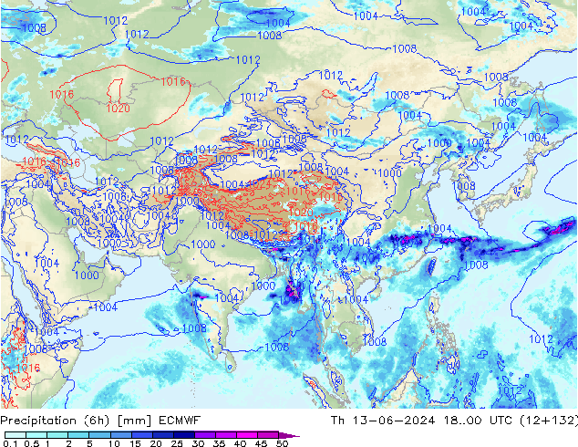 Z500/Rain (+SLP)/Z850 ECMWF Th 13.06.2024 00 UTC