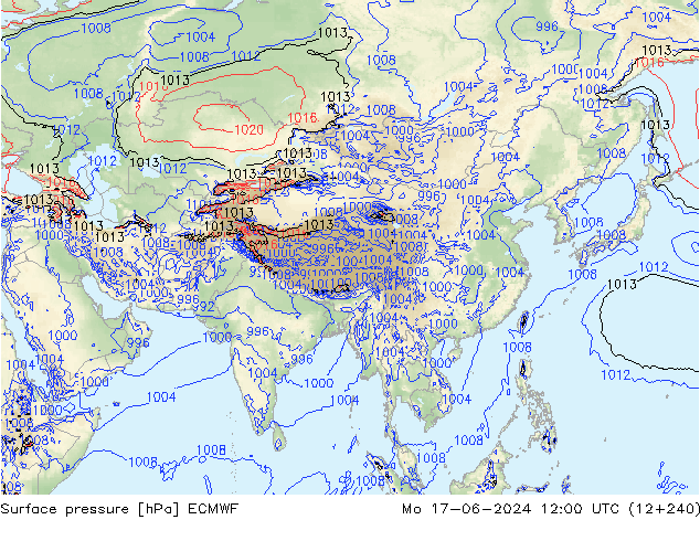 Luchtdruk (Grond) ECMWF ma 17.06.2024 12 UTC