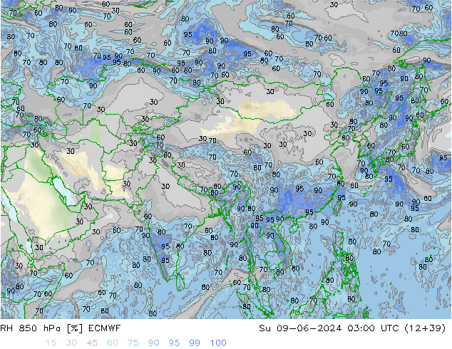 850 hPa Nispi Nem ECMWF Paz 09.06.2024 03 UTC