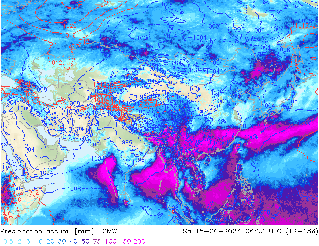 Precipitación acum. ECMWF sáb 15.06.2024 06 UTC