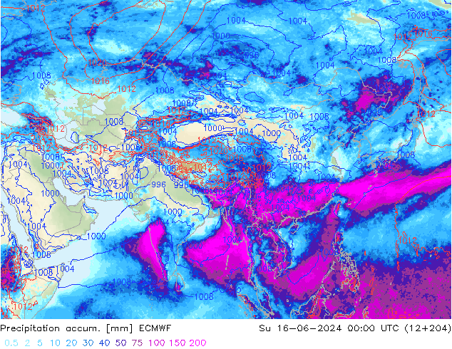 Totale neerslag ECMWF zo 16.06.2024 00 UTC