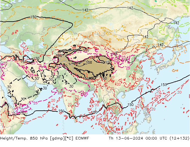 Z500/Rain (+SLP)/Z850 ECMWF Th 13.06.2024 00 UTC