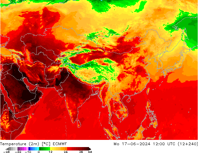 Temperatura (2m) ECMWF Seg 17.06.2024 12 UTC